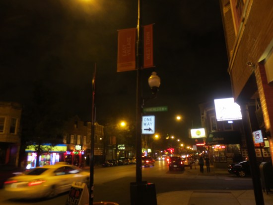 Street corner outside Root's