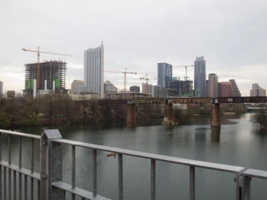 looking at Austin from a bridge just south of downtown