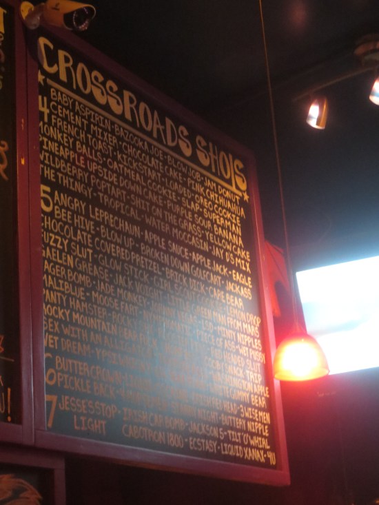 Crossroads shot menu